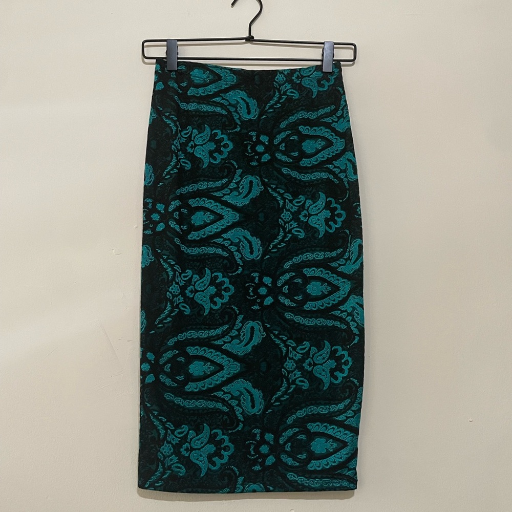 Topshop Blue Midi Pencil Skirt Cocktail